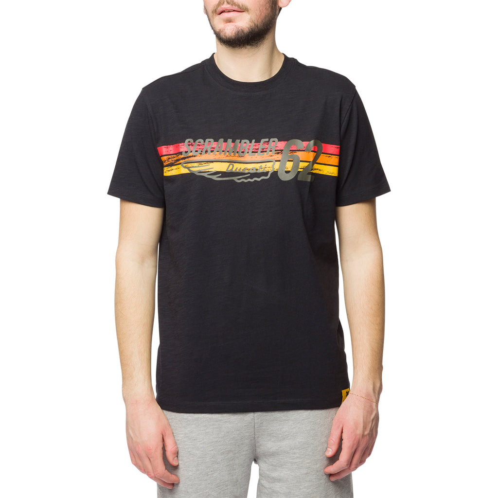 T-shirt nera da uomo con logo sul petto Scrambler Ducati Heritage 62