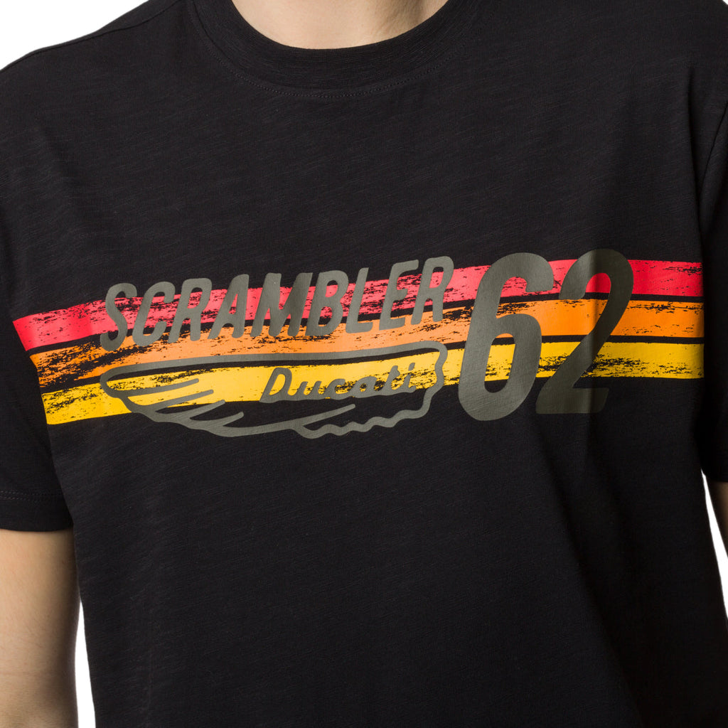 T-shirt nera da uomo con logo sul petto Scrambler Ducati Heritage 62