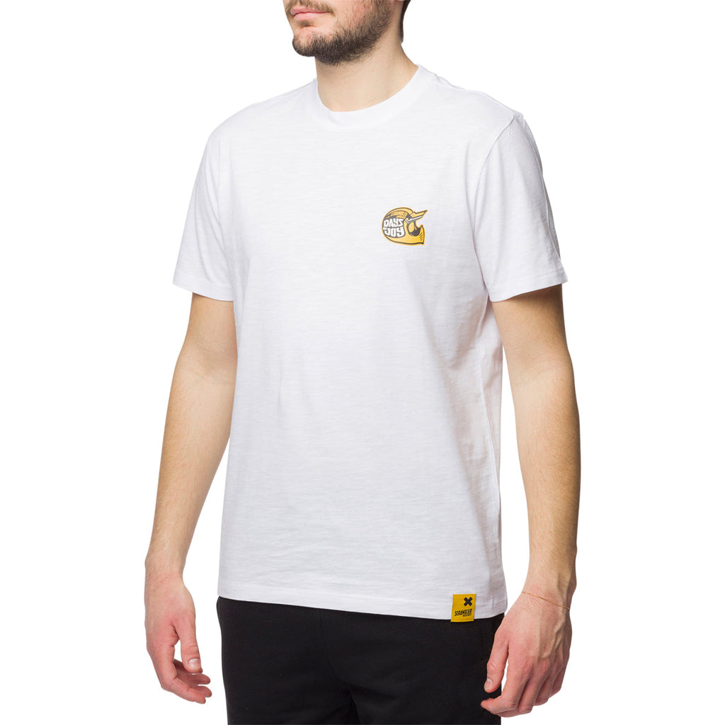 T-shirt bianca da uomo con logo sul petto Scrambler Ducati Heritage Patch