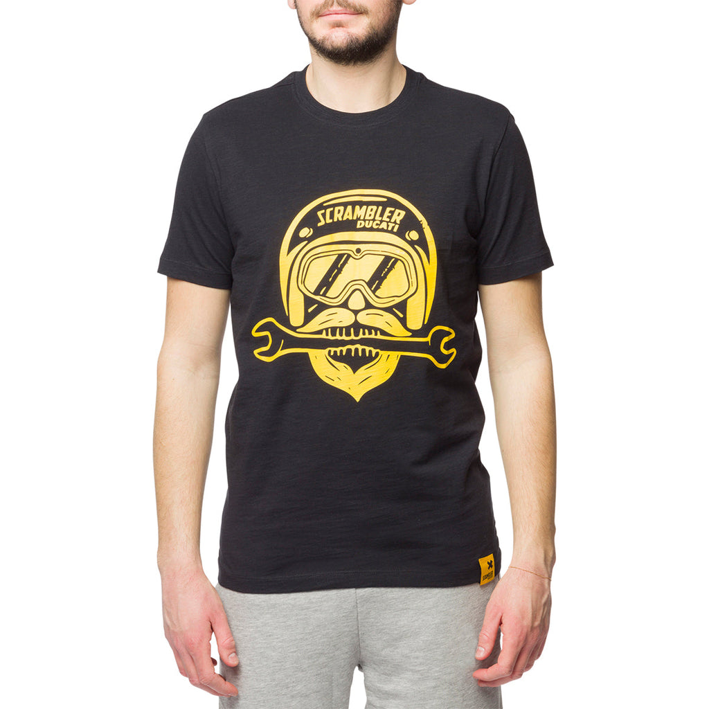 T-shirt nera da uomo con logo sul petto Scrambler Ducati T-Bite