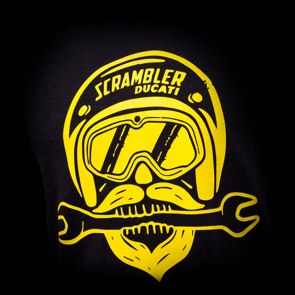 T-shirt nera da uomo con logo sul petto Scrambler Ducati T-Bite