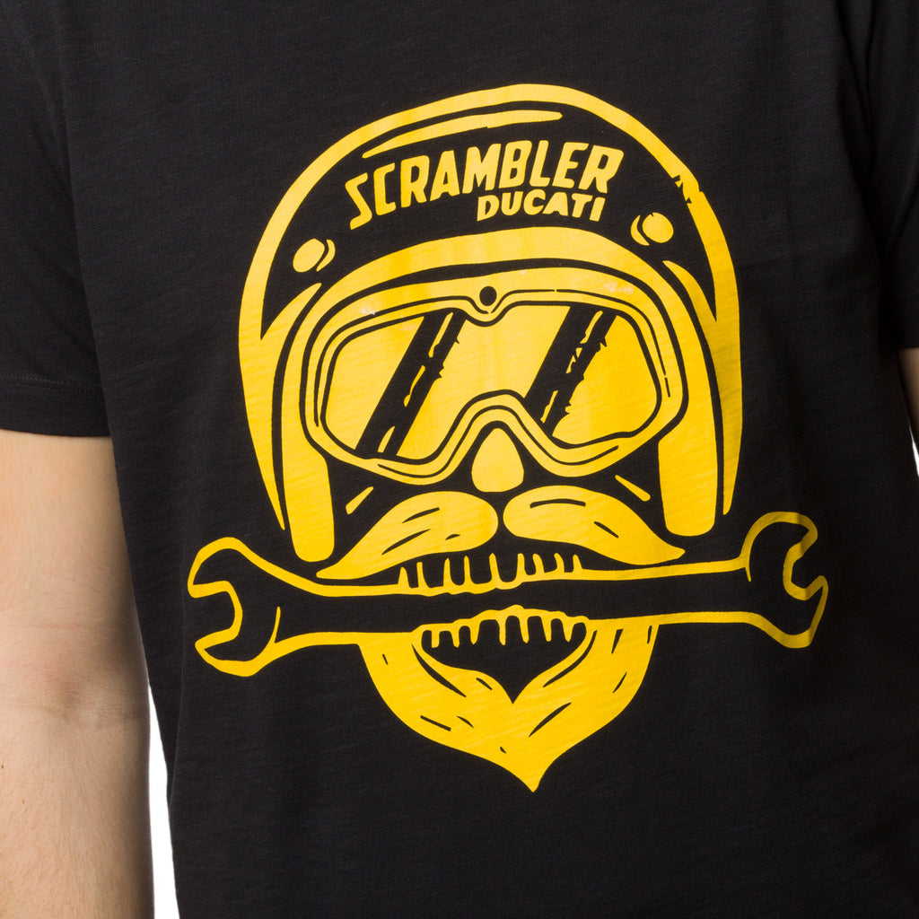 T-shirt nera da uomo con logo sul petto Scrambler Ducati T-Bite