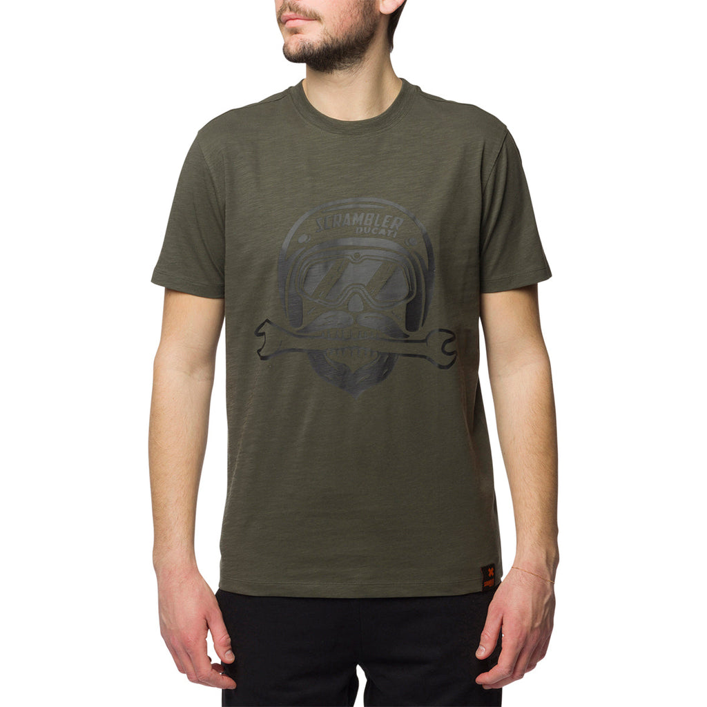 T-shirt verde da uomo con logo sul petto Scrambler Ducati T-Bite