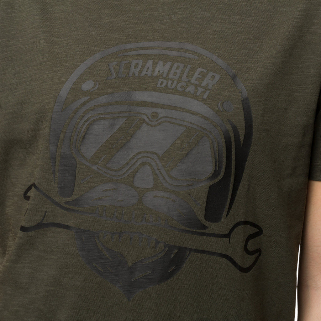 T-shirt verde da uomo con logo sul petto Scrambler Ducati T-Bite