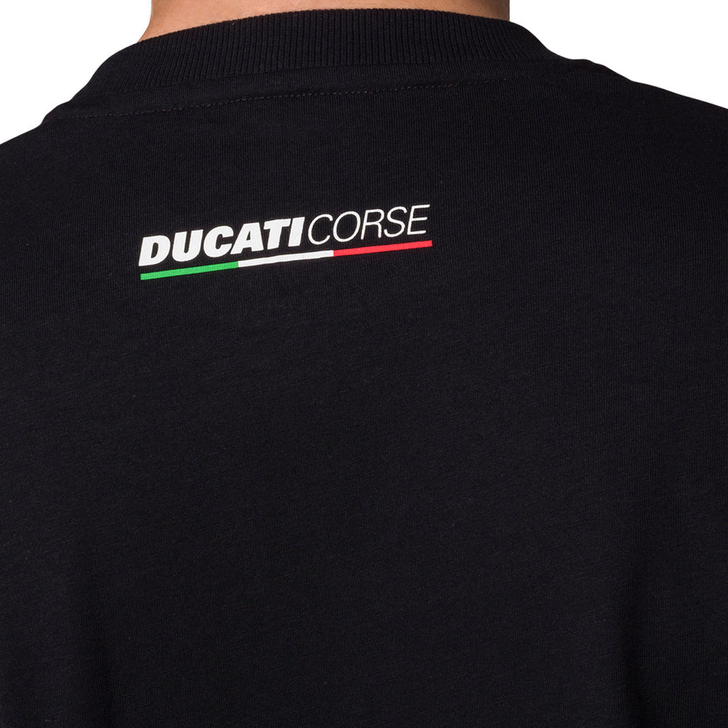 T-shirt nera da uomo con badge sul petto Ducati Corse T-Stripe