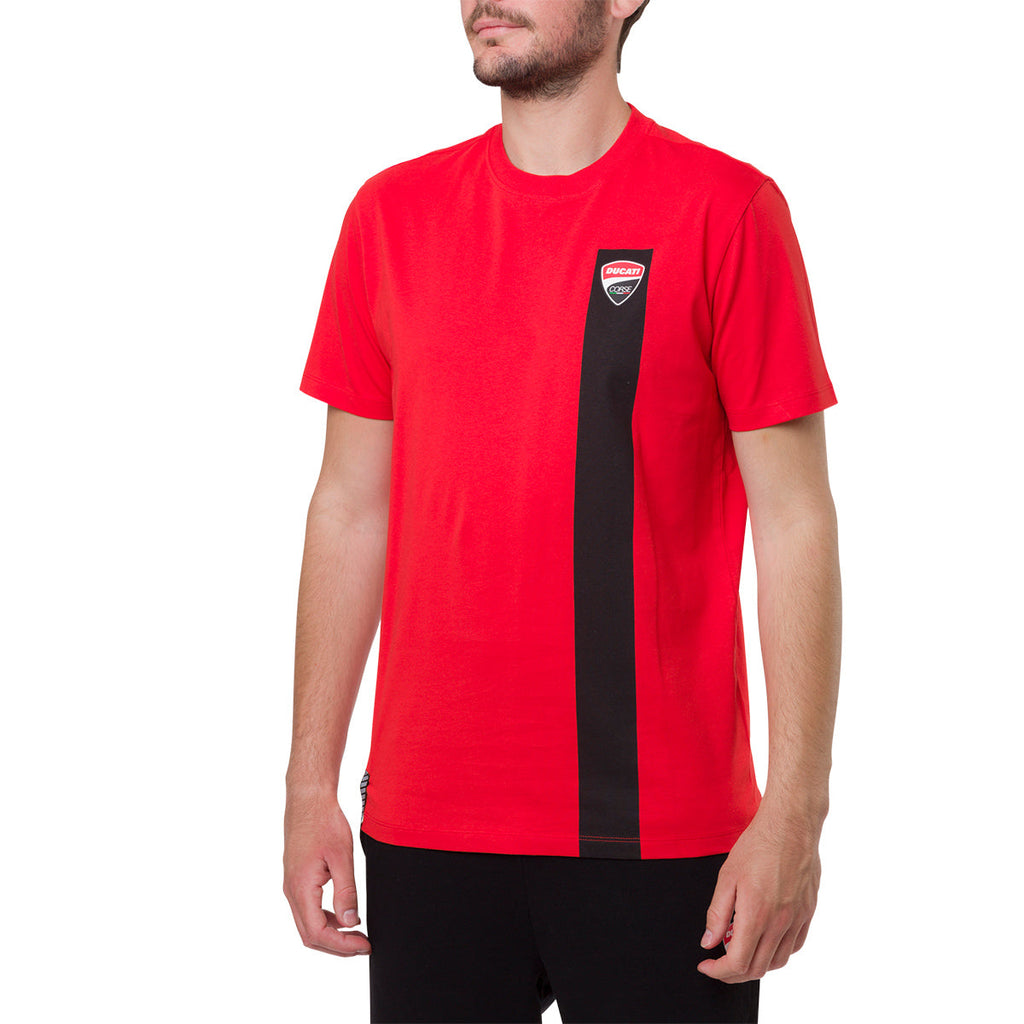 T-shirt rossa da uomo con badge sul petto Ducati Corse T-Stripe