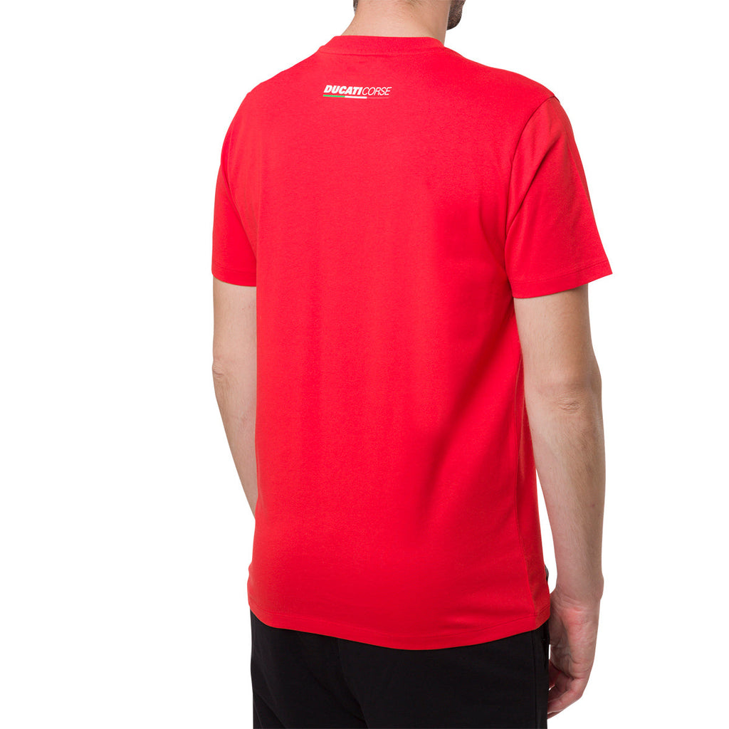 T-shirt rossa da uomo con badge sul petto Ducati Corse T-Stripe