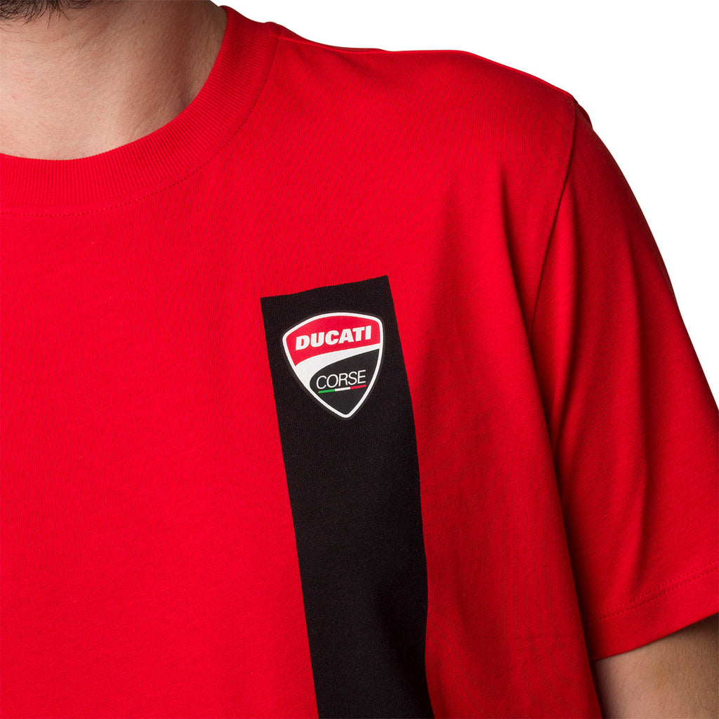 T-shirt rossa da uomo con badge sul petto Ducati Corse T-Stripe