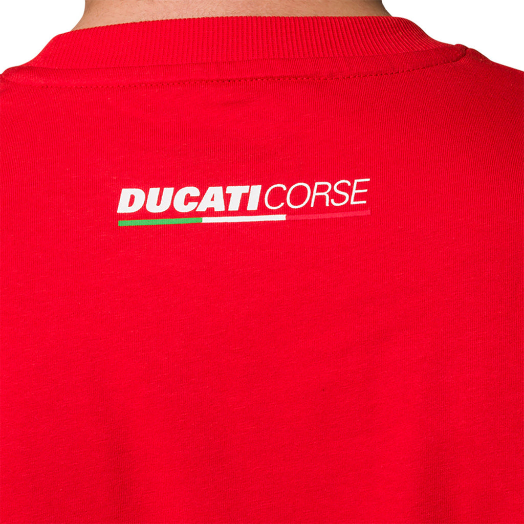 T-shirt rossa da uomo con badge sul petto Ducati Corse T-Stripe