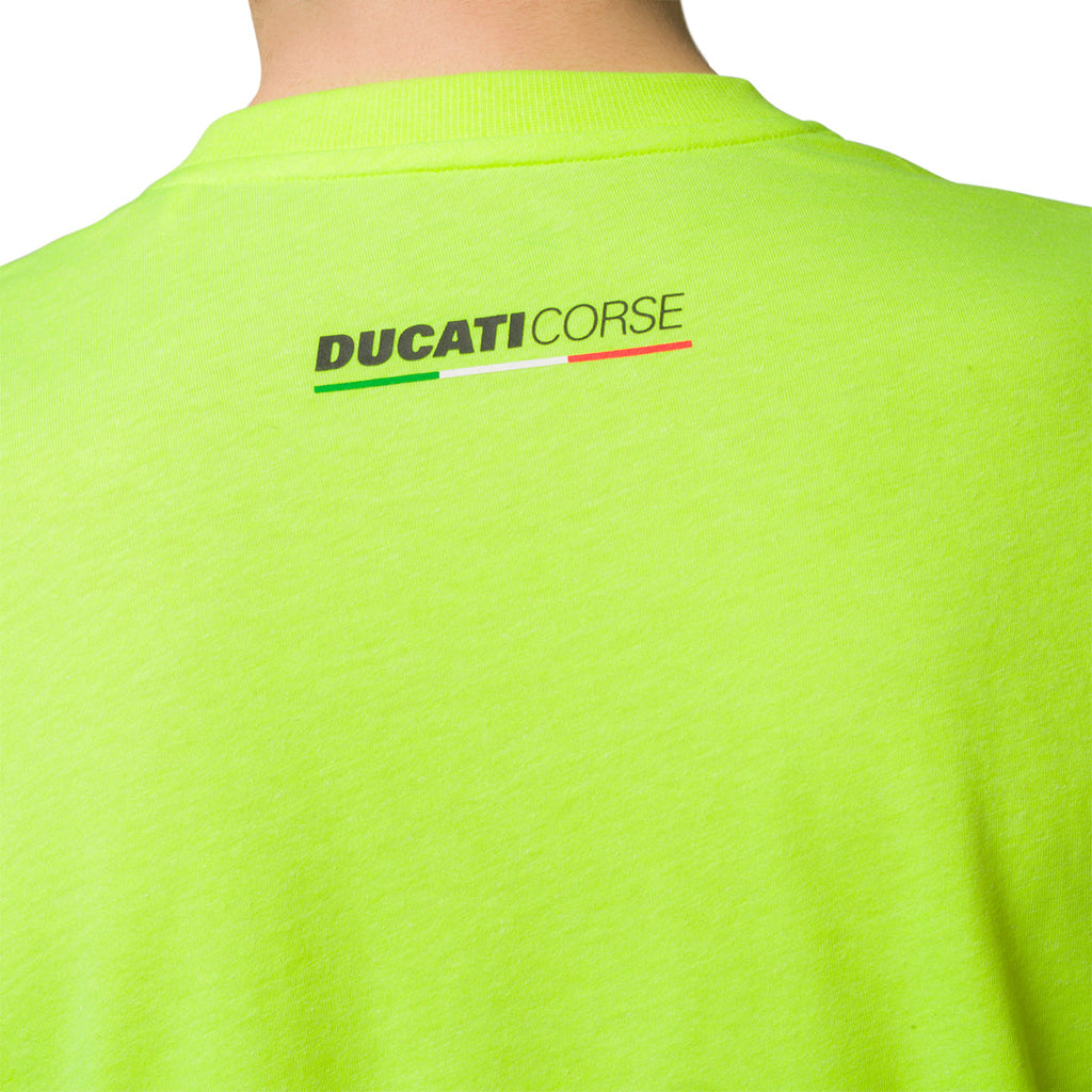 T-shirt giallo fluo da uomo con badge sul petto Ducati Corse T-Stripe