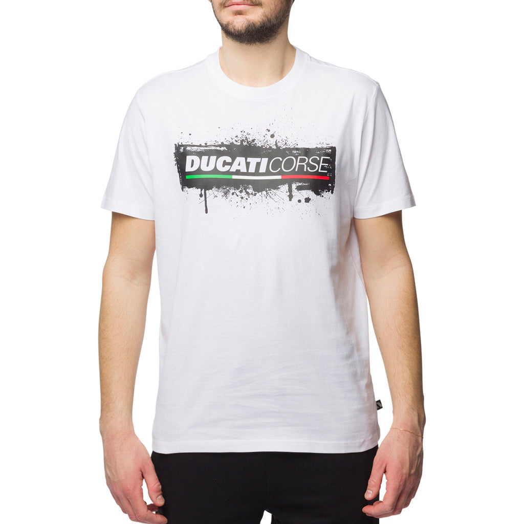 T-shirt bianca da uomo con logo sul petto Ducati Corse