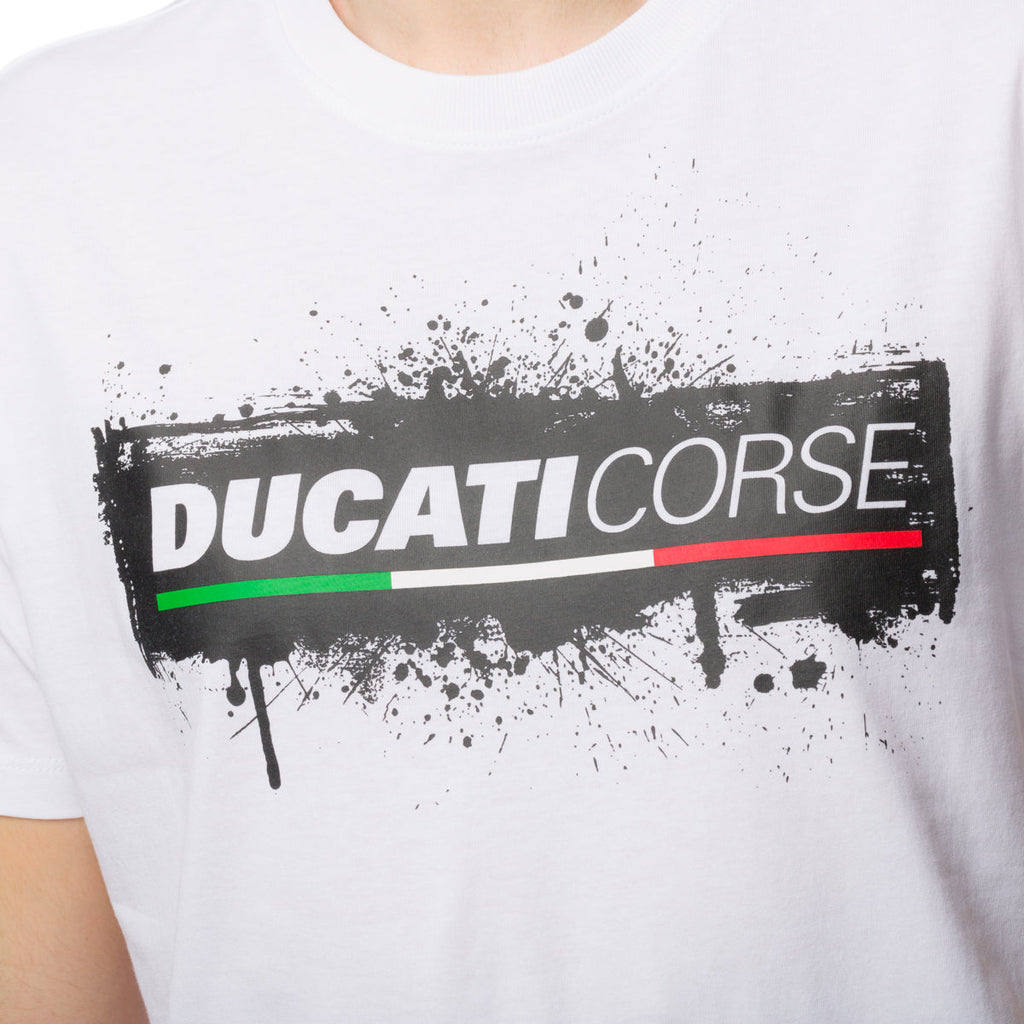 T-shirt bianca da uomo con logo sul petto Ducati Corse