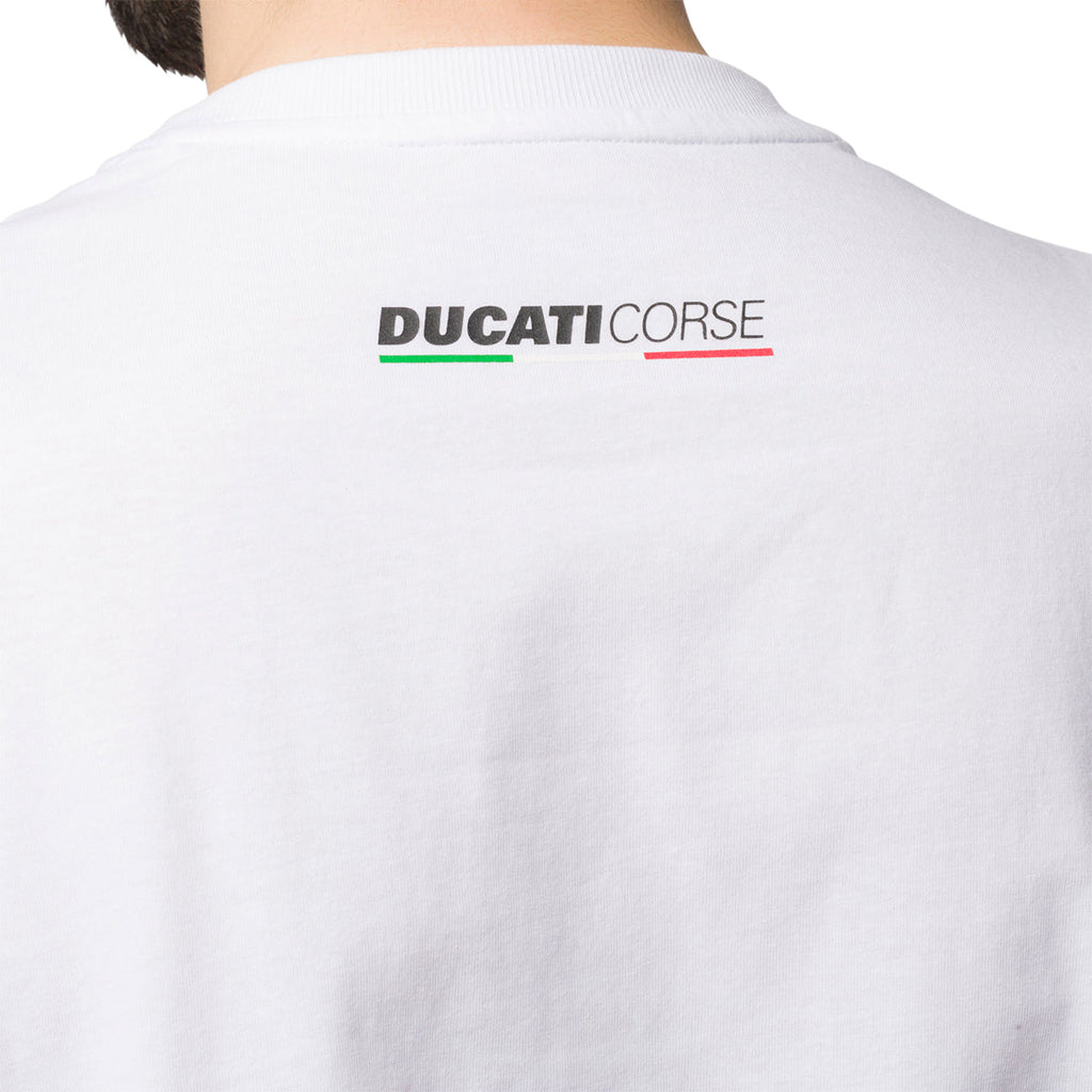 T-shirt bianca da uomo con logo sul petto Ducati Corse