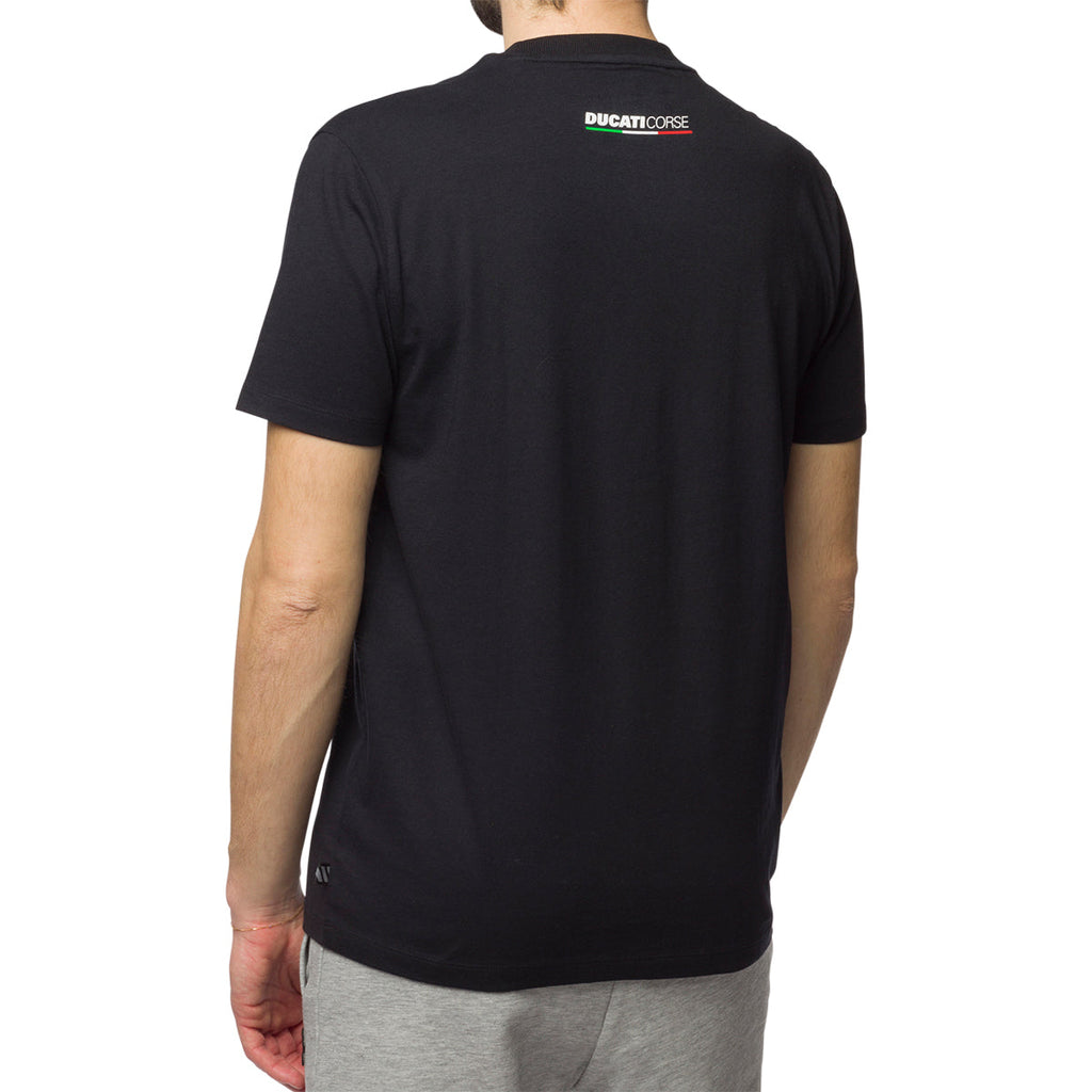 T-shirt nera da uomo con logo sul petto Ducati Corse