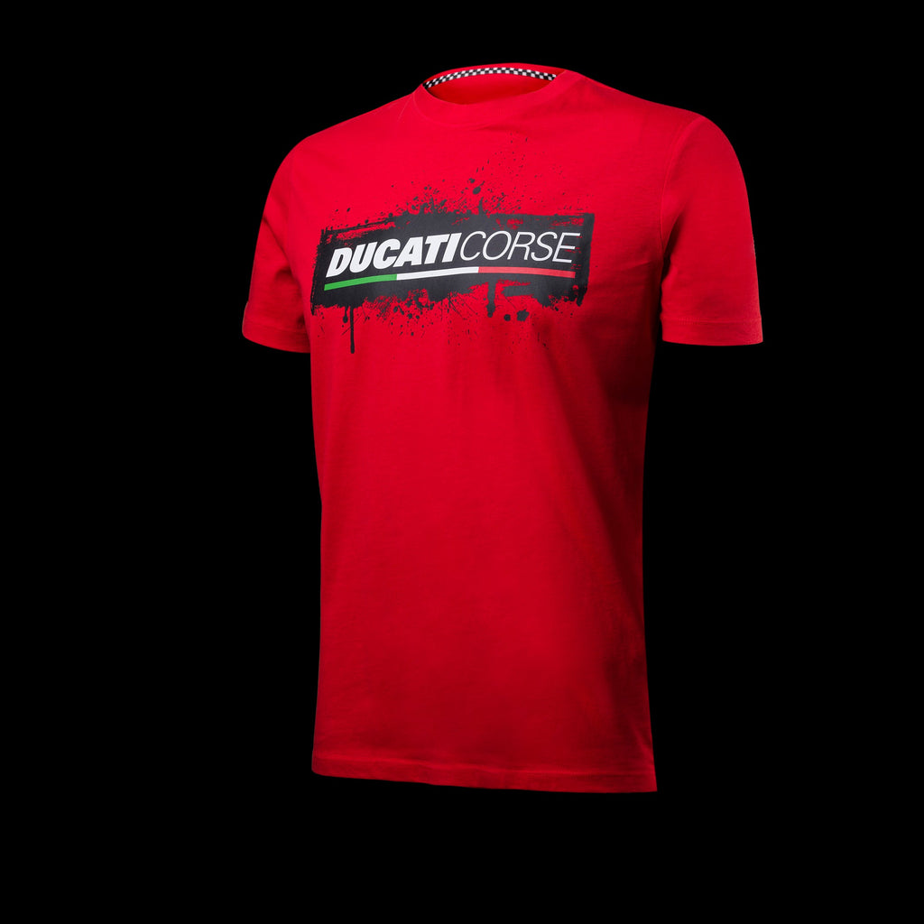 T-shirt rossa da uomo con logo sul petto Ducati Corse