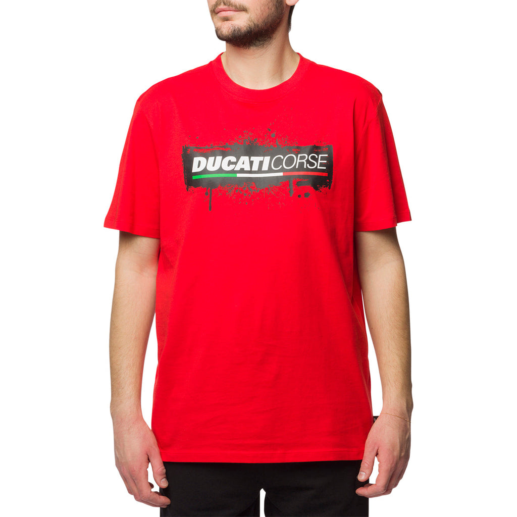 T-shirt rossa da uomo con logo sul petto Ducati Corse