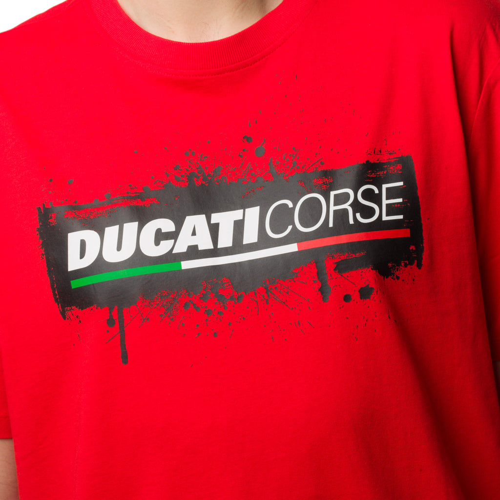 T-shirt rossa da uomo con logo sul petto Ducati Corse