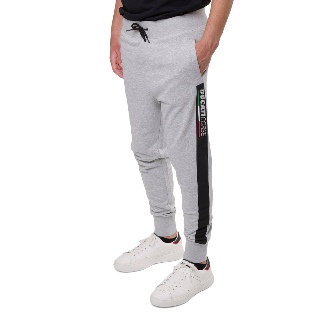 Pantaloni joggers grigi da uomo con fettuccia logata Ducati Corse