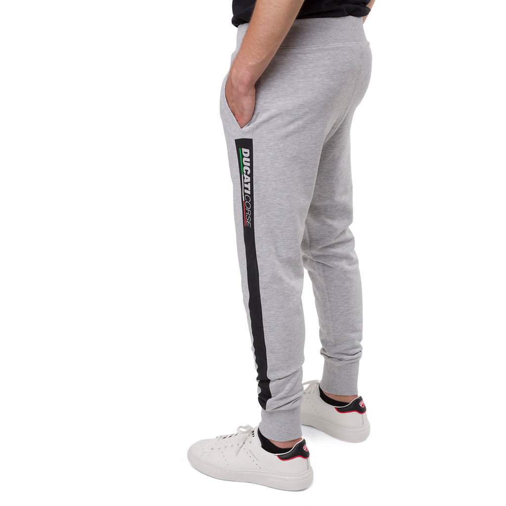 Pantaloni joggers grigi da uomo con fettuccia logata Ducati Corse