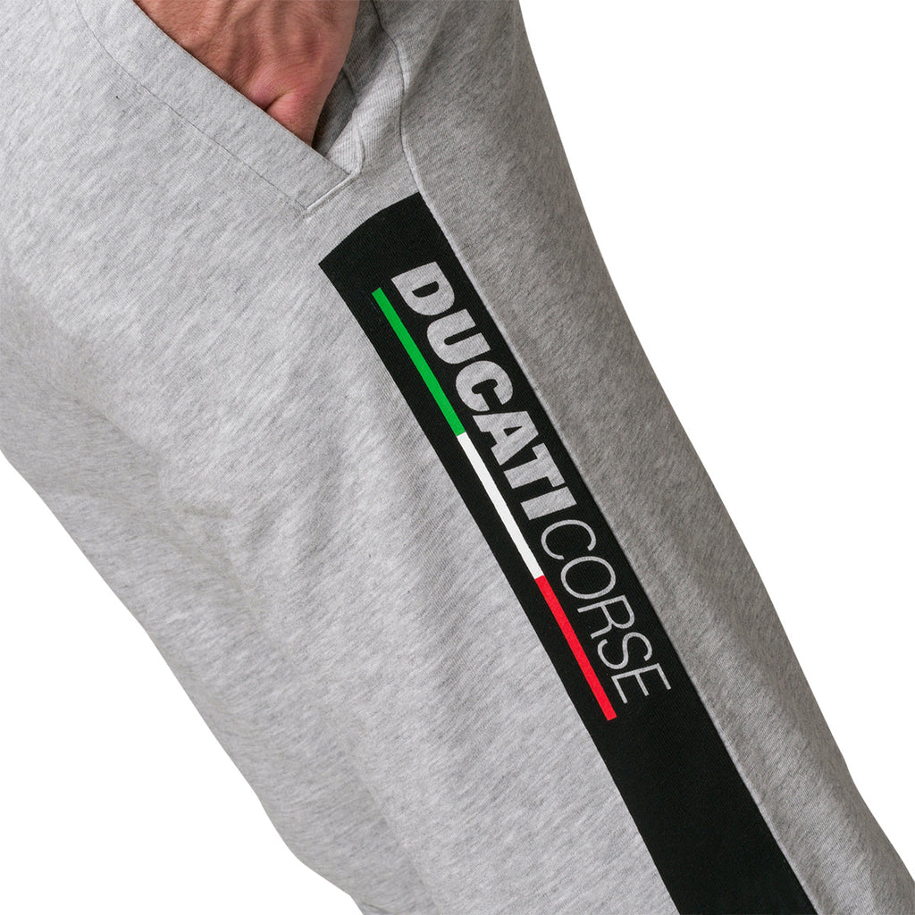 Pantaloni joggers grigi da uomo con fettuccia logata Ducati Corse