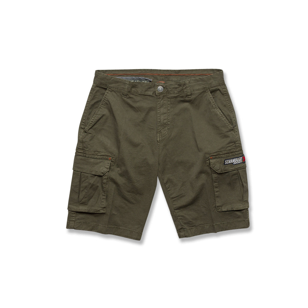 Pantaloncini bermuda verde militare da uomo con tasconi Scrambler Ducati X Cargo Shorts