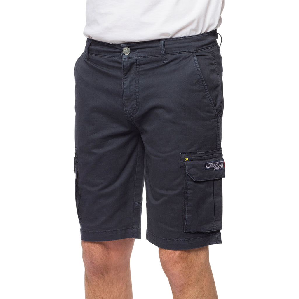 Pantaloncini bermuda blu navy da uomo con tasconi Scrambler Ducati X Cargo Shorts