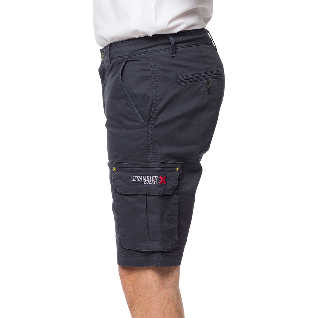 Pantaloncini bermuda blu navy da uomo con tasconi Scrambler Ducati X Cargo Shorts