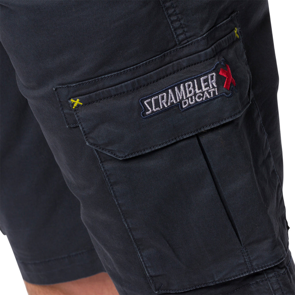 Pantaloncini bermuda blu navy da uomo con tasconi Scrambler Ducati X Cargo Shorts