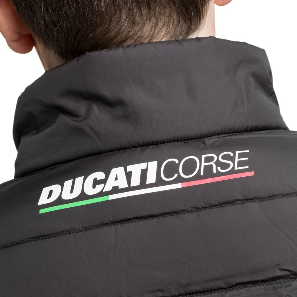 Piumino smanicato nero con badge Ducati Corse Amer