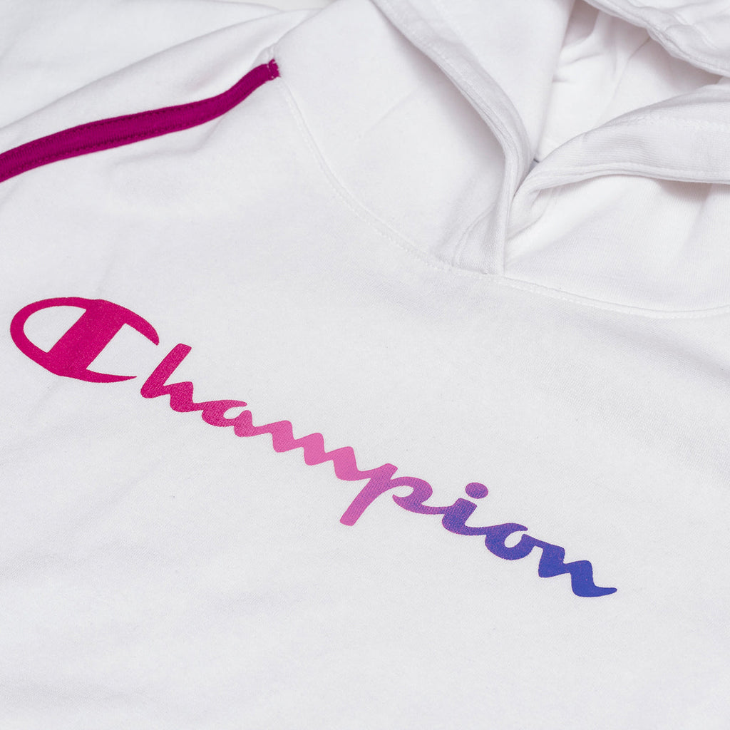 Felpa con cappuccio bianca da bambina con logo Champion