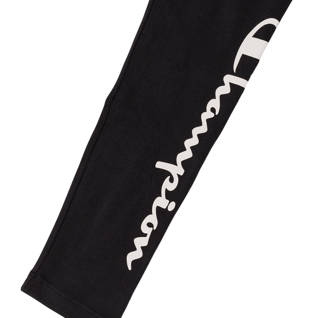 Leggings neri da bambina con logo sulla gamba Champion