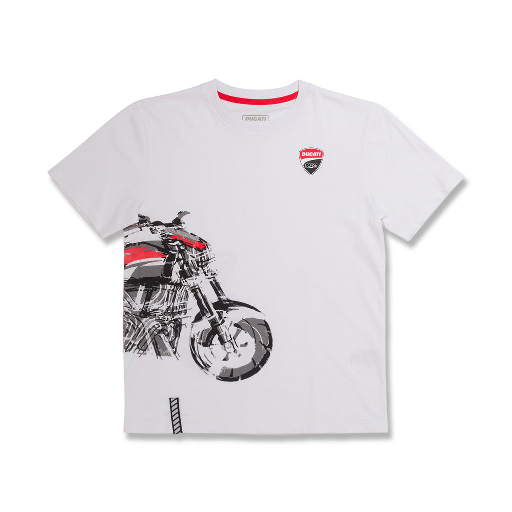 T-shirt bianca da bambino con stampa oversize Ducati Corse Centauro