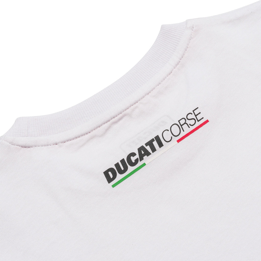 T-shirt bianca da bambino con stampa oversize Ducati Corse Centauro