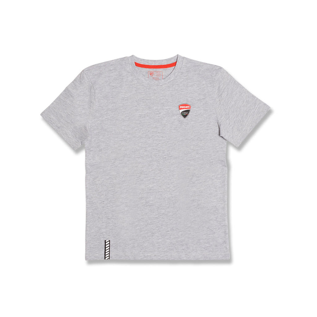 T-shirt grigia da bambino con badge sul petto Ducati Corse Road