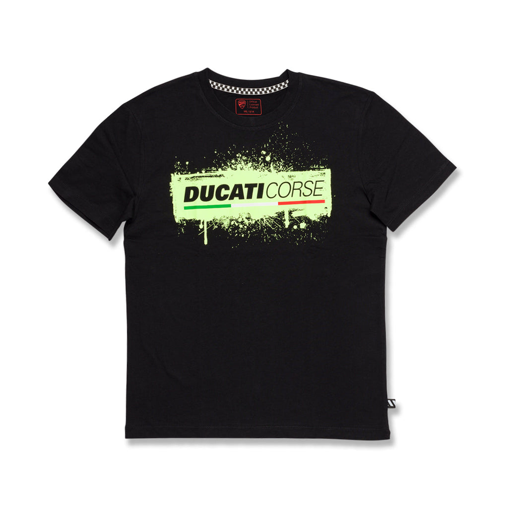 T-shirt nera da bambino con logo sul petto Ducati Corse Sketch