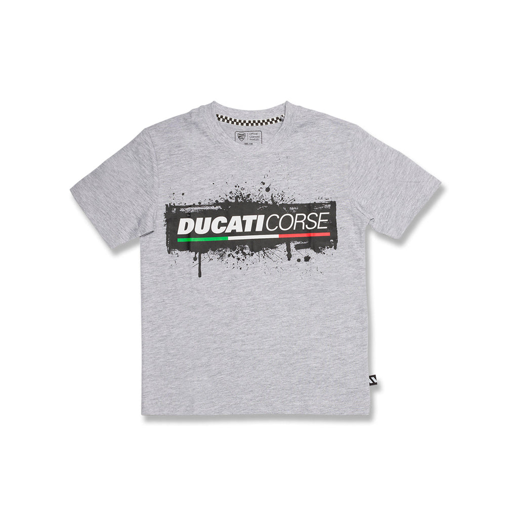 T-shirt grigia da bambino con logo sul petto Ducati Corse Sketch