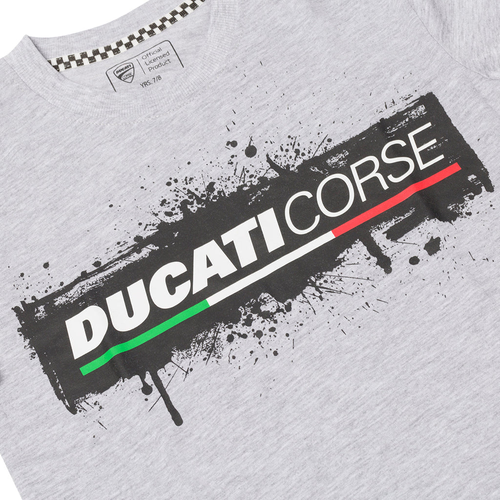 T-shirt grigia da bambino con logo sul petto Ducati Corse Sketch