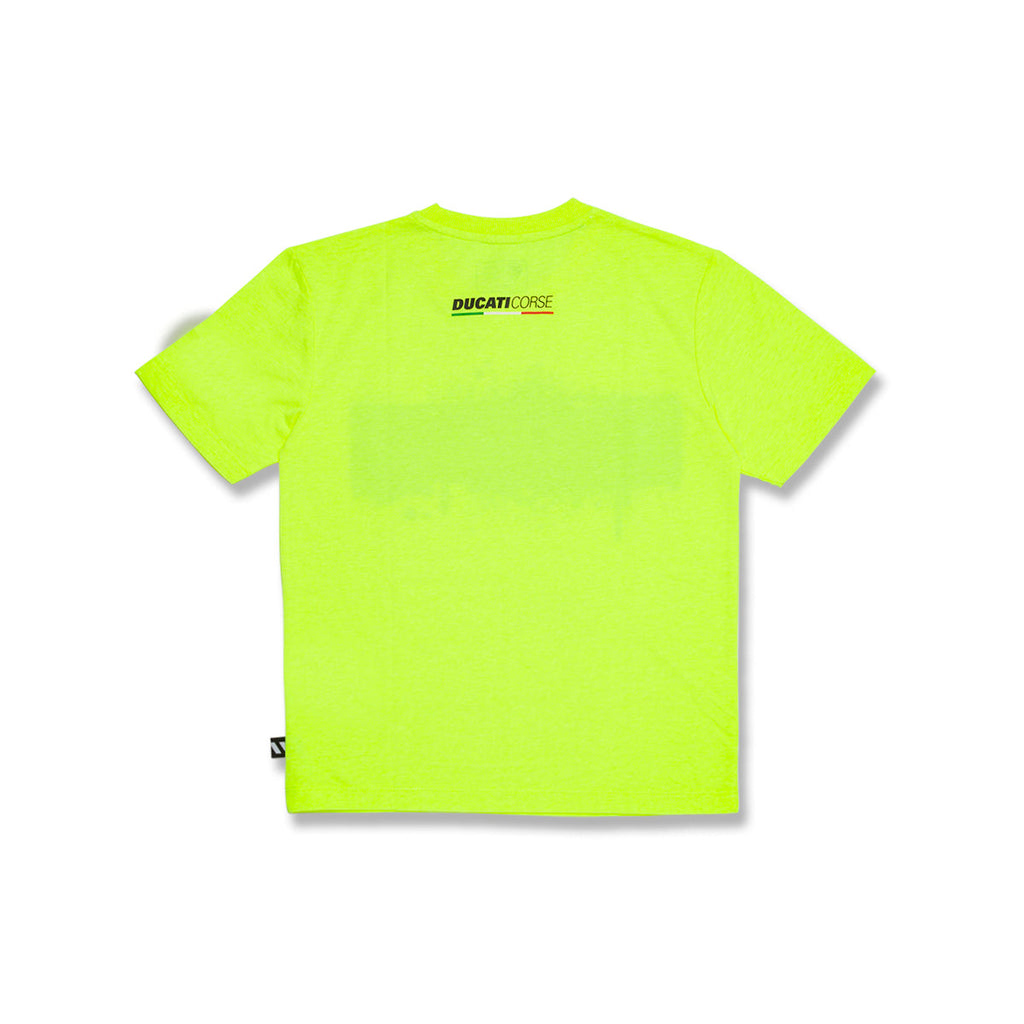 T-shirt giallo fluo da bambino con logo sul petto Ducati Corse Sketch