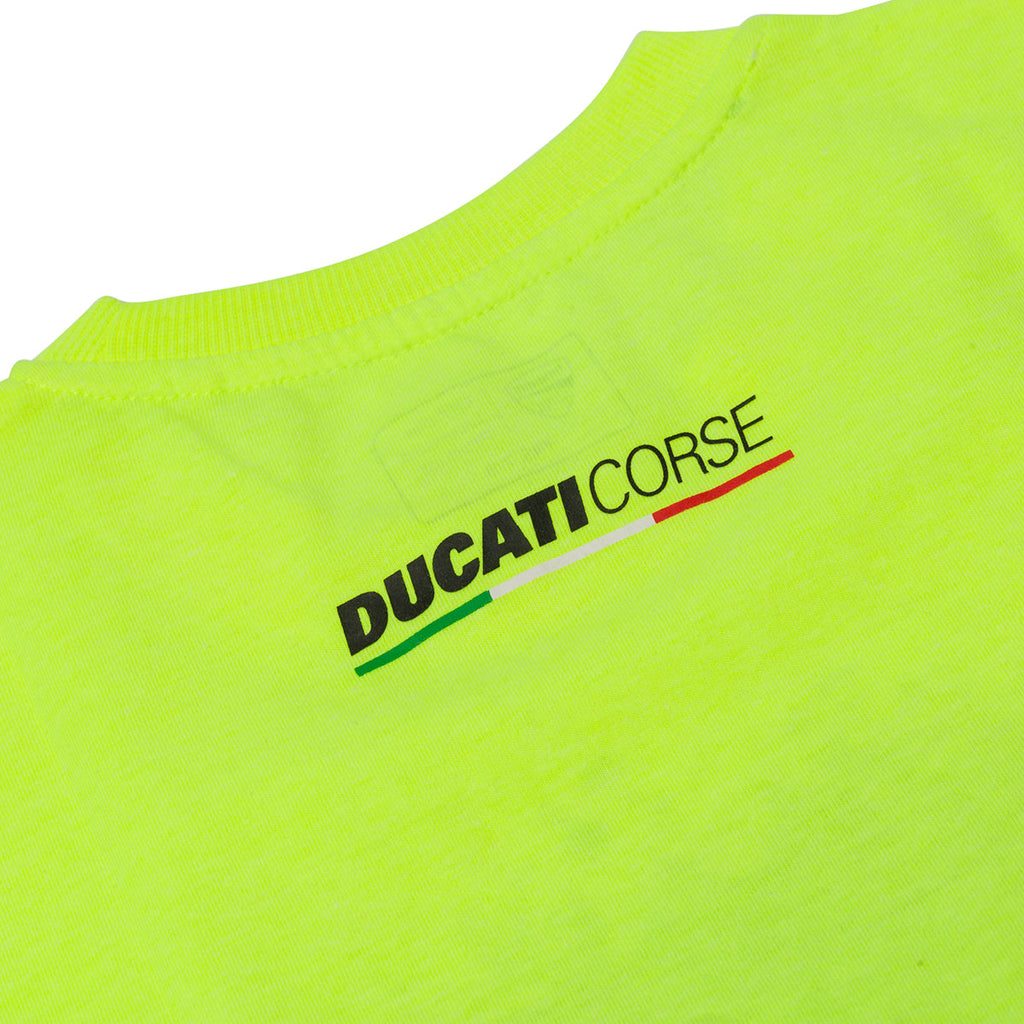 T-shirt giallo fluo da bambino con logo sul petto Ducati Corse Sketch