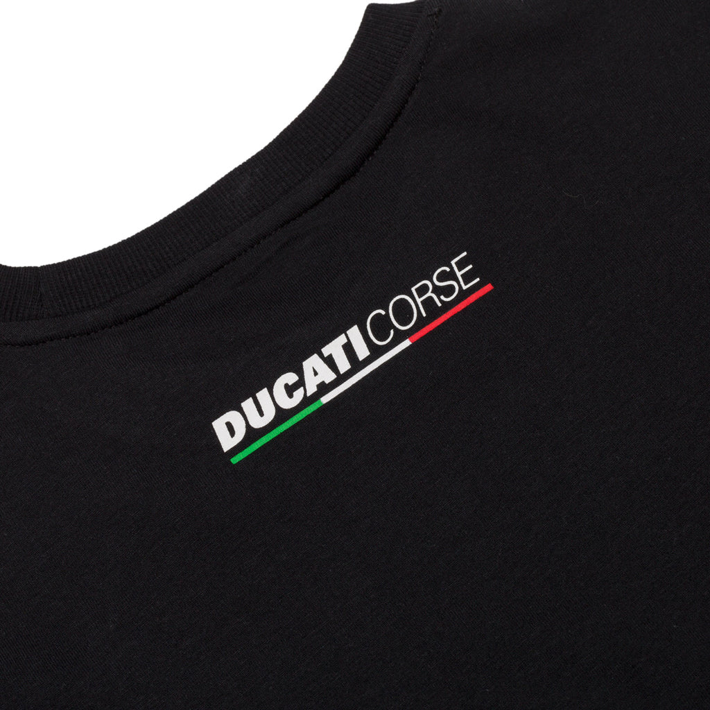 T-shirt nera da bambino con logo sul petto Ducati Corse Graffiti