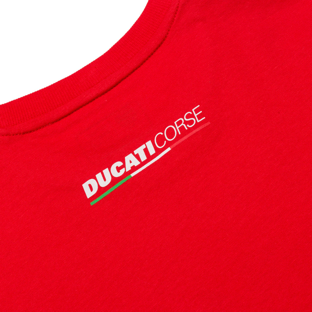 T-shirt rossa da bambino con logo sul petto Ducati Corse Graffiti