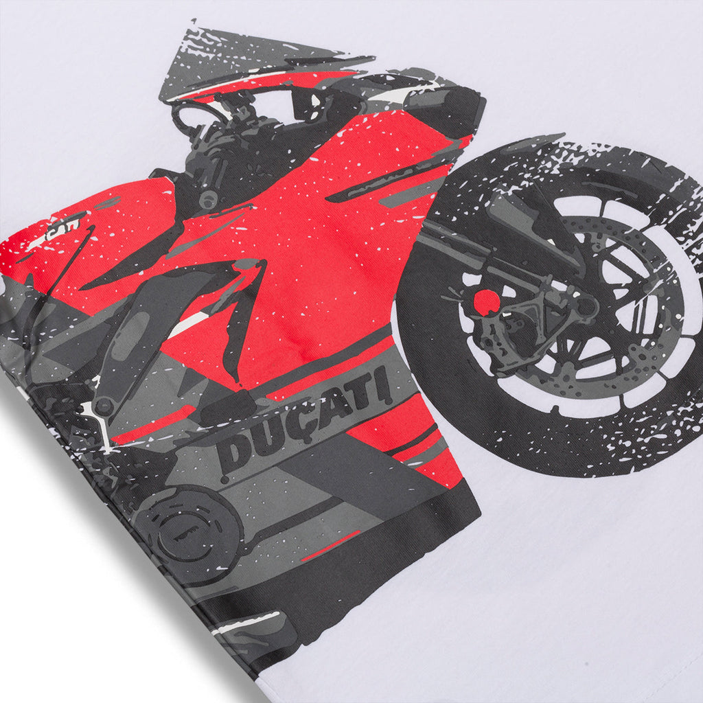 T-shirt bianca da bambino con stampa sul petto Ducati Corse