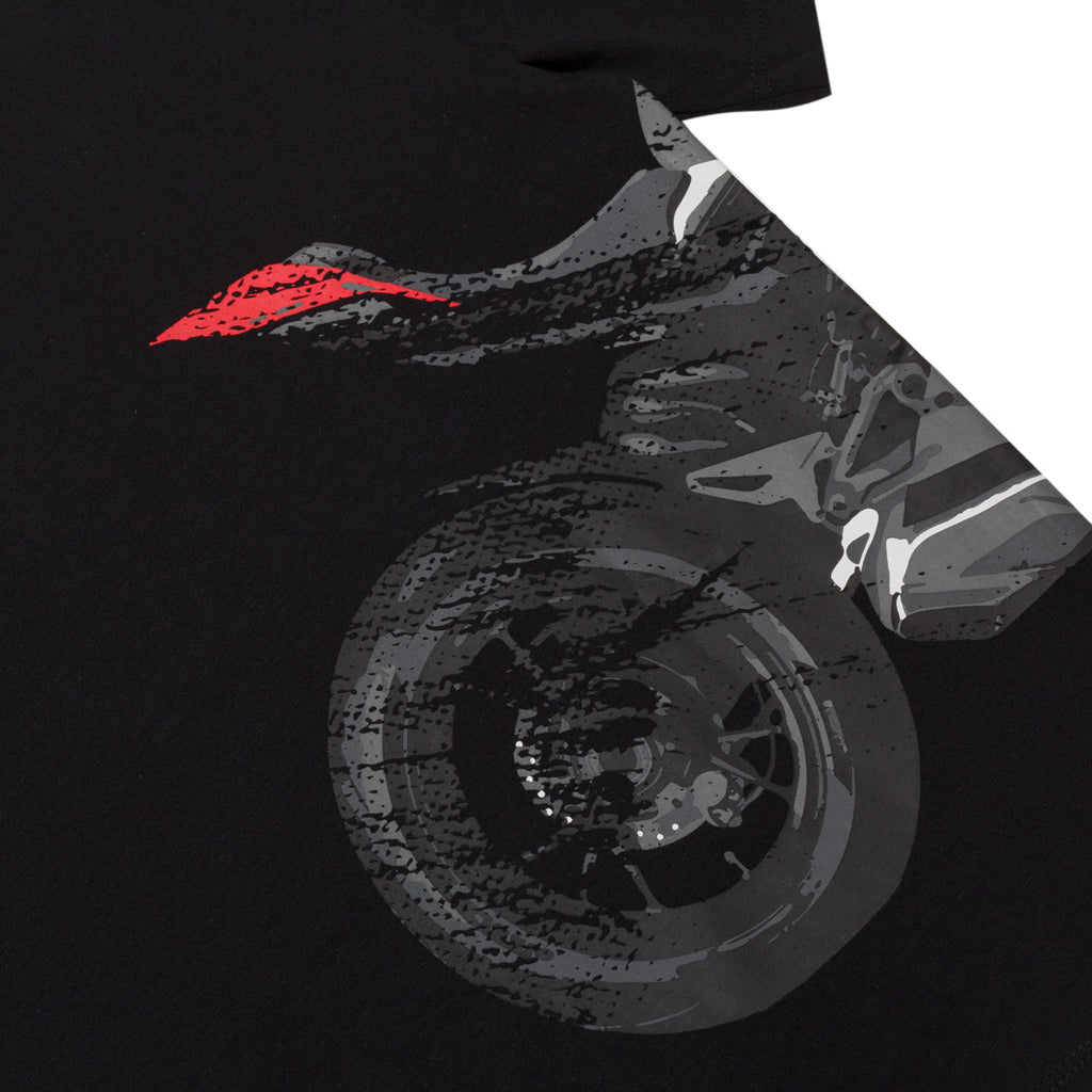 T-shirt nera da bambino con stampa sul petto Ducati Corse