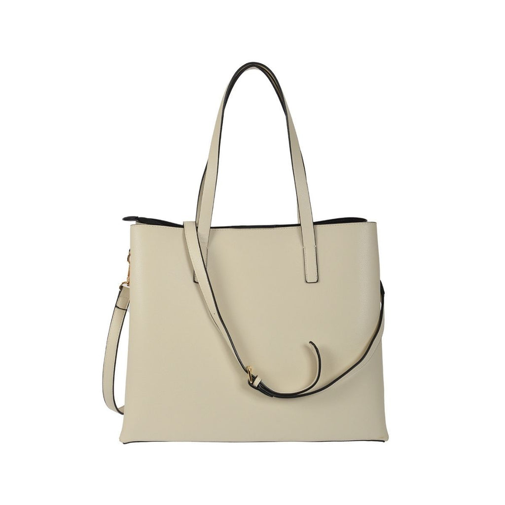 Borsa a spalla beige con logo in metallo Romeo Gigli Amal