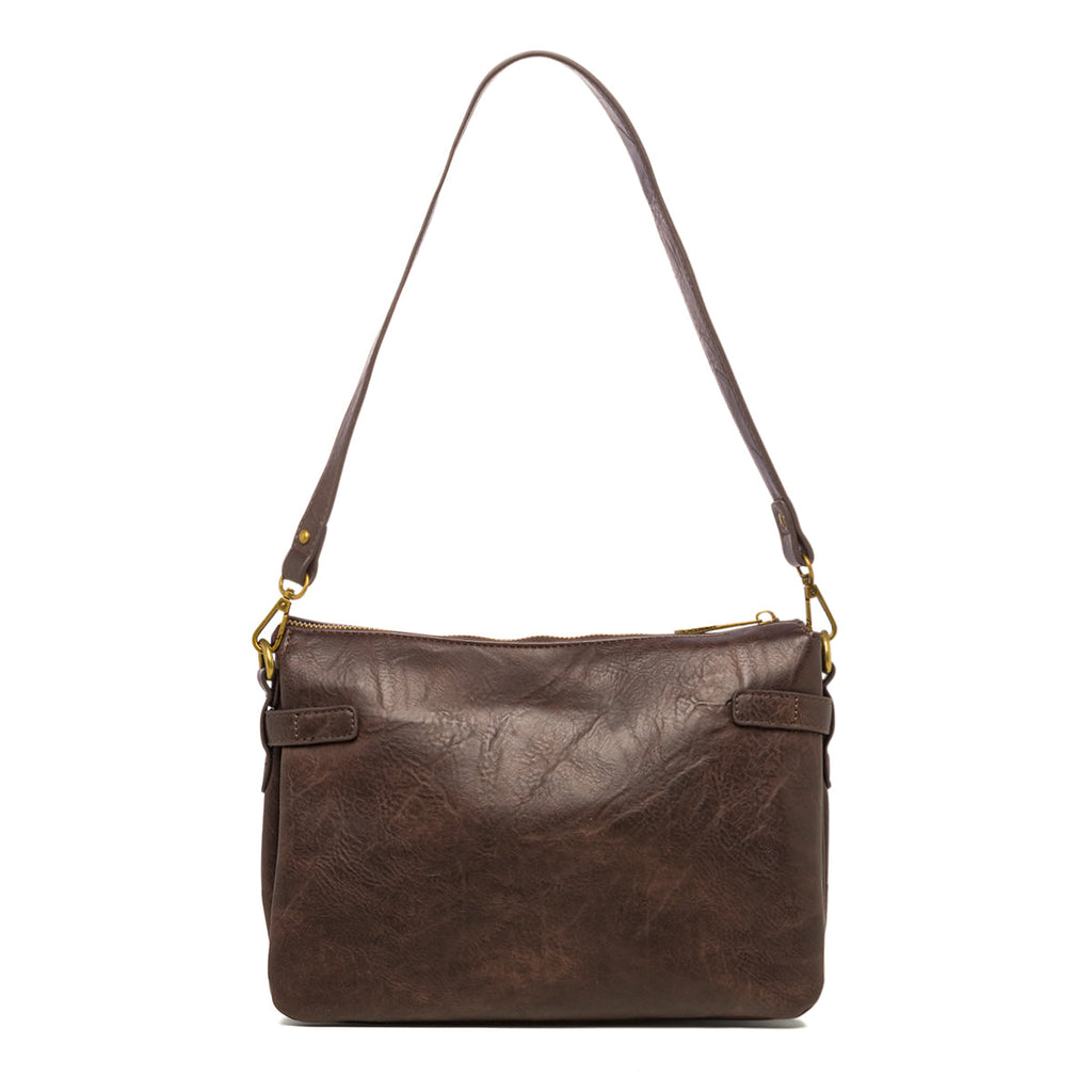 Borsa a spalla marrone da donna con dettagli in metallo Lumberjack Ellen