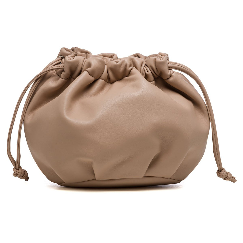 Borsa a secchiello color nude con coulisse Lora Ferres