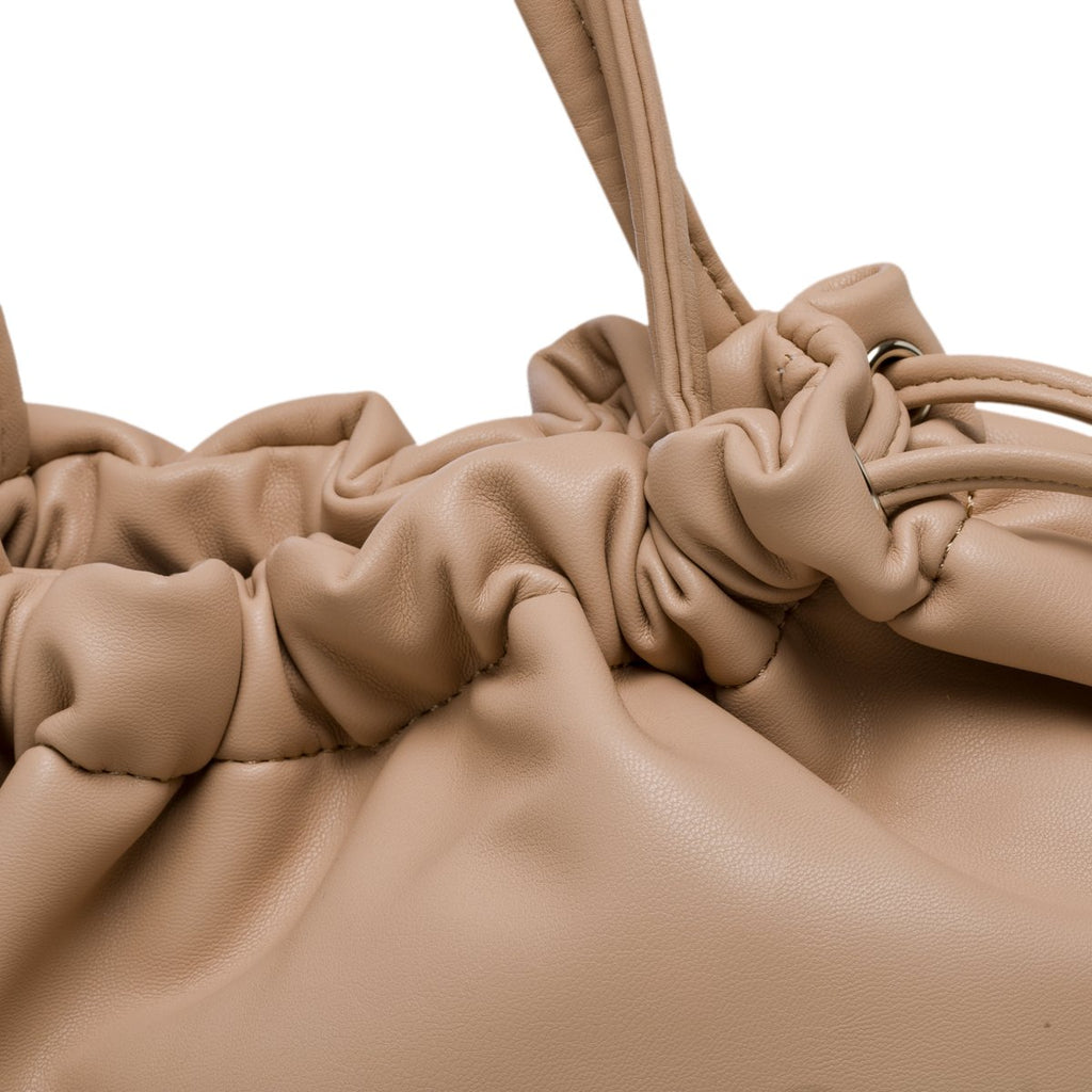 Borsa a secchiello color nude con coulisse Lora Ferres