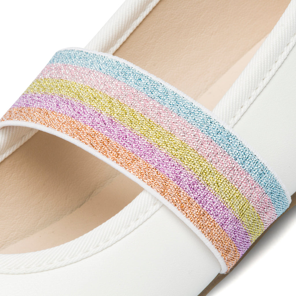 Ballerine bianche con fascia arcobaleno Le scarpe di Alice