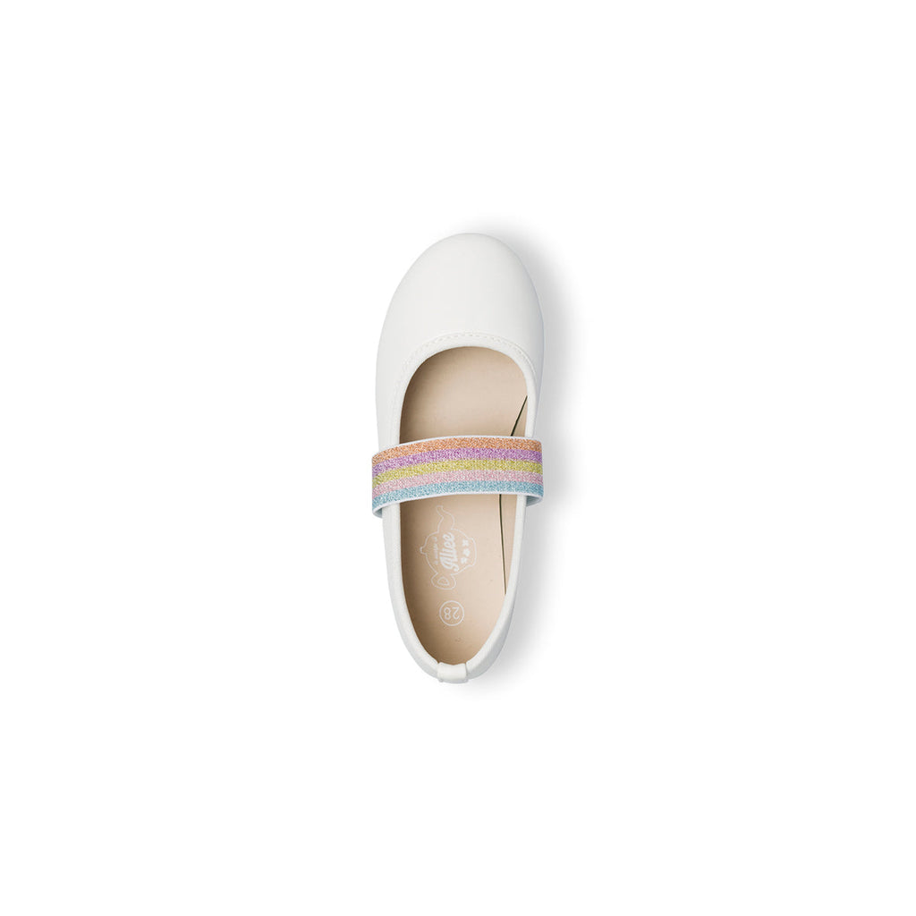 Ballerine bianche con fascia arcobaleno Le scarpe di Alice