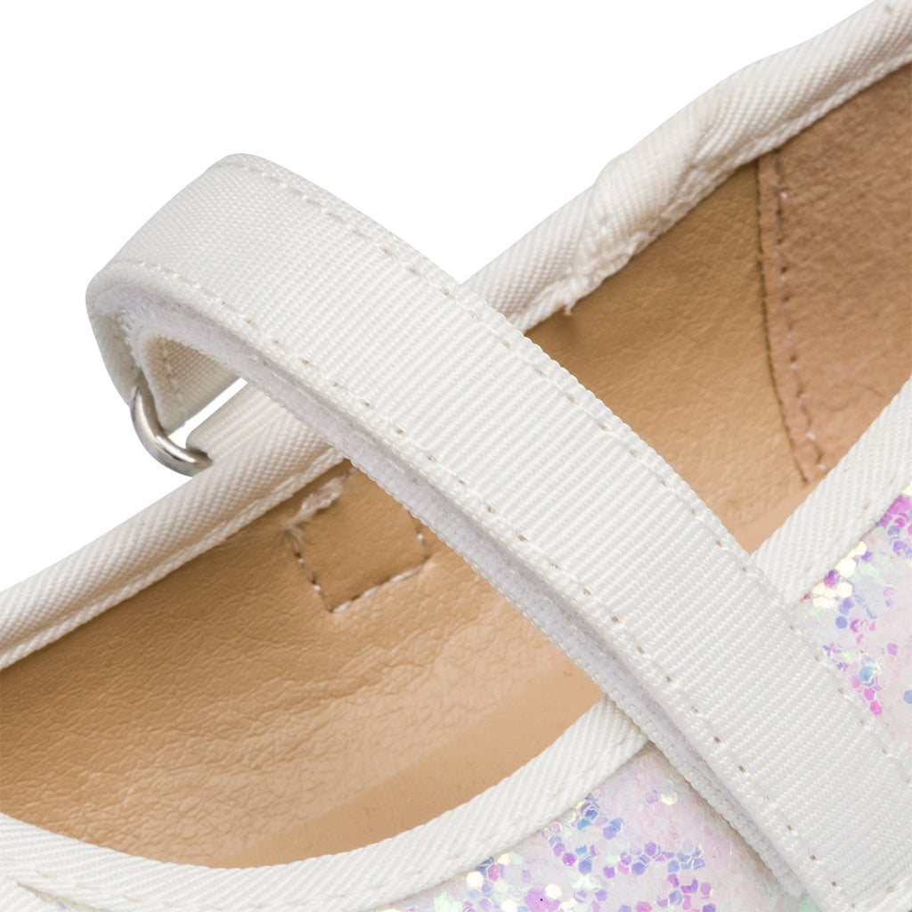 Ballerine bianche con paillettes da bambina Le scarpe di Alice